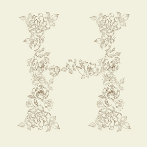 花卉的字体。字母 h