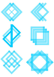 来自方波和三角波的蓝色标识元素集