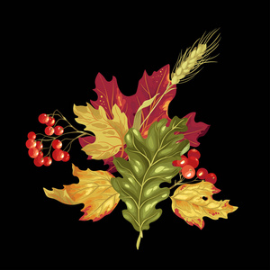 带秋花束的矢量装饰元素与收获季节的元素