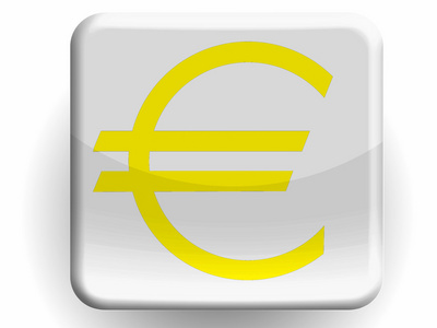 画上有光泽图标的欧元货币符号