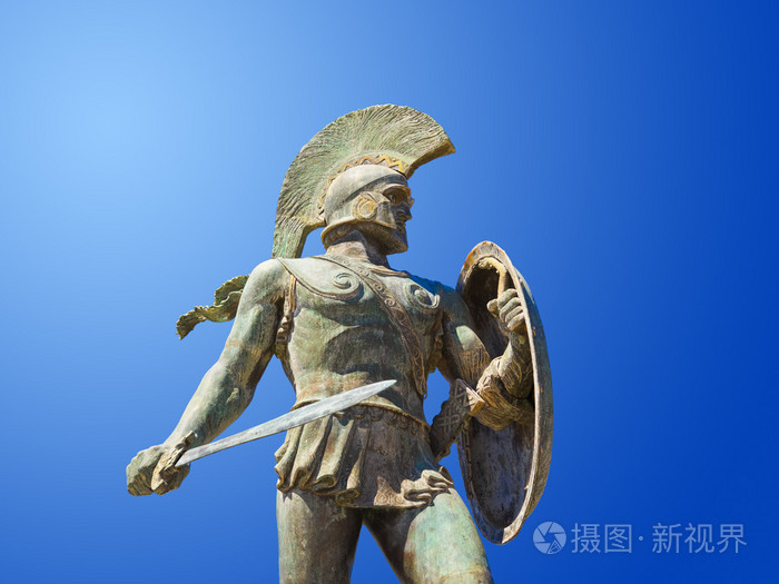 雕像的国王列奥尼达斯在斯巴达,希腊
