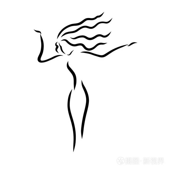 苗条的女人轮廓黑色线条
