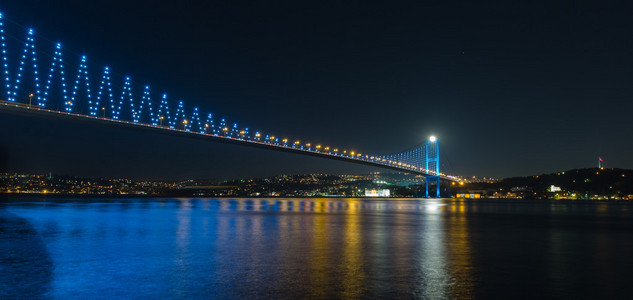 伊斯坦布尔的夜晚和博斯普鲁斯海峡大桥