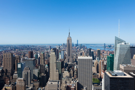 在美国纽约曼哈顿的鸟瞰图