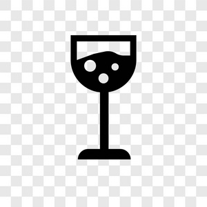 玻璃与葡萄酒矢量图标隔离在透明的背景, 玻璃与葡萄酒透明度徽标概念