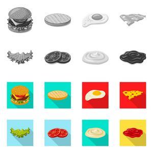 汉堡和三明治标志的矢量插图。汉堡和切片库存矢量图的收集