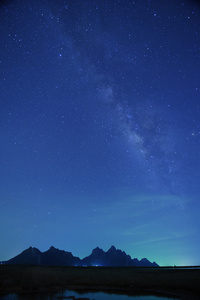 夜晚的天空与银河系恒星对山背景
