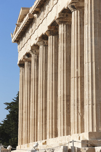 希腊雅典卫城。帕台农神庙的列。希腊