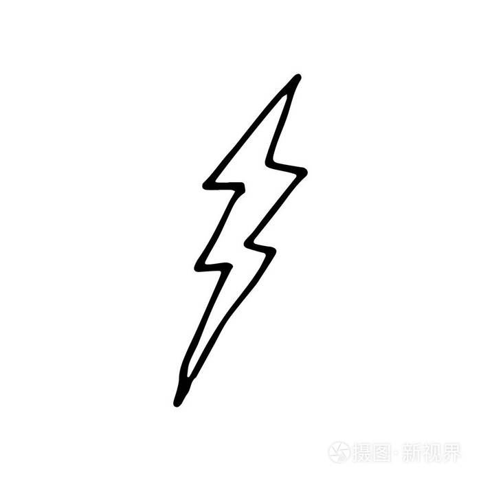 插画 手工绘制的闪电涂鸦.草绘样式图标.装饰元素.