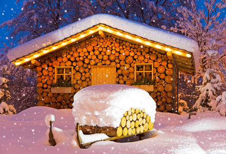 滑雪小屋冬季圣诞