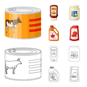 向量例证罐头和食物标志。一套罐头和包装股票向量例证