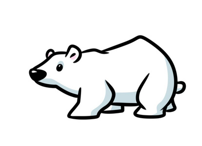 北极熊动物字符简约卡通插图孤立图像