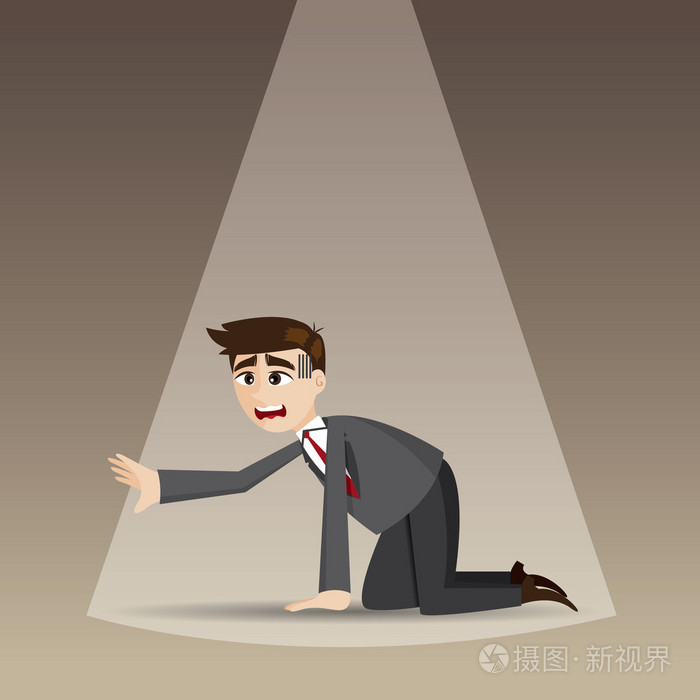 卡通无望商人跪在地板上插画-正版商用图片0bnp0y-摄图新视界
