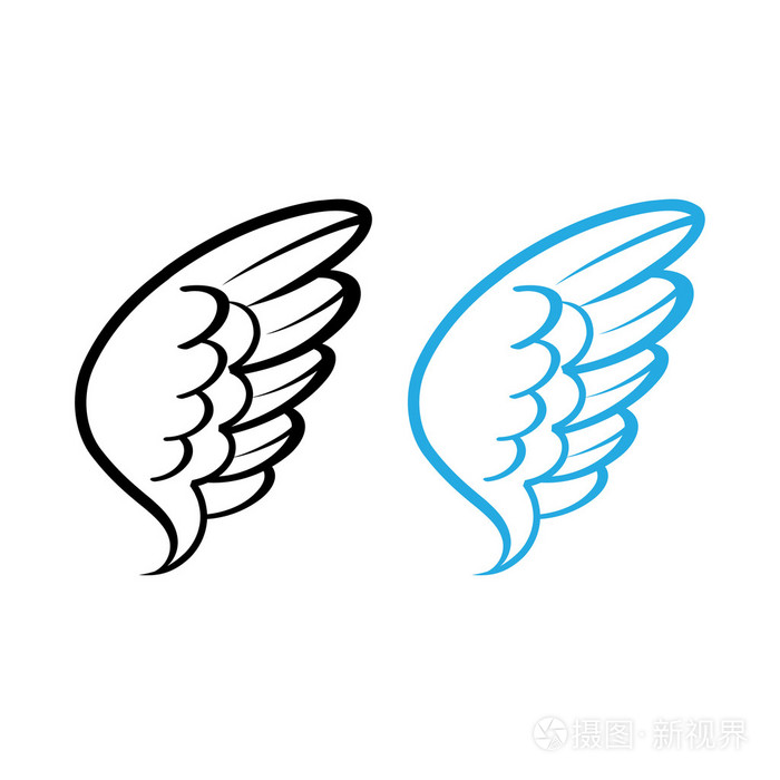 鸟翅膀白色羽毛鸽子天鹅天使鸡母鸡矢量插画