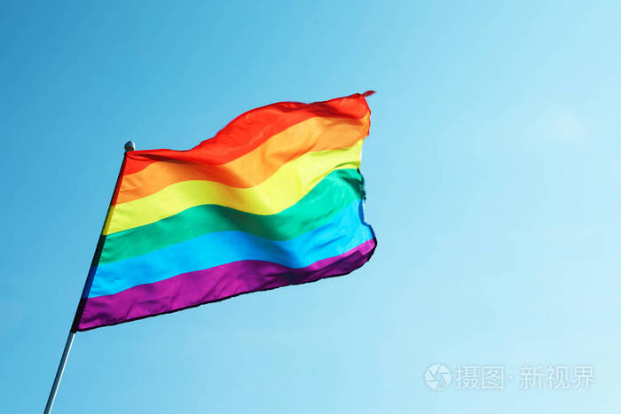 彩虹同志旗对蓝天, 空间为文字.lgbt 概念