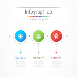 您的业务数据与 3 选项 零件 步骤 时间线或过程的信息图表设计元素。矢量图