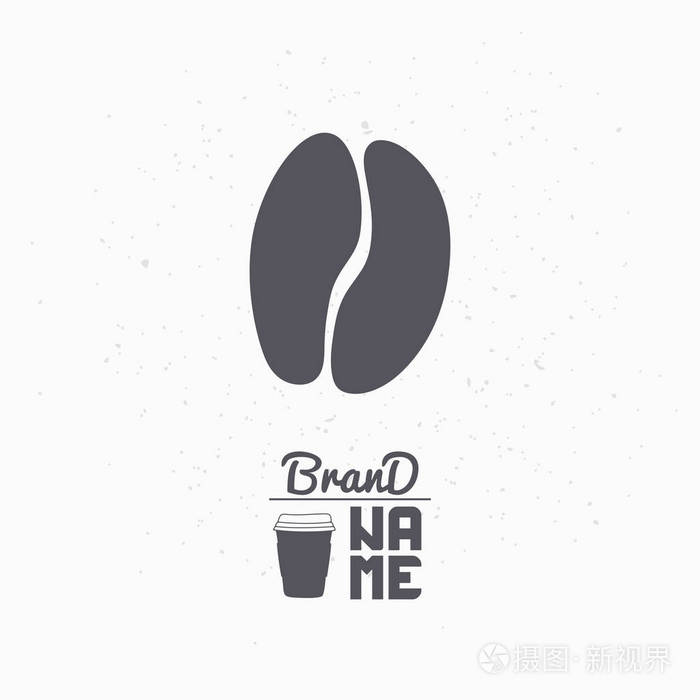 手绘制的轮廓的咖啡豆.咖啡厅 logo 模板工艺食品包装