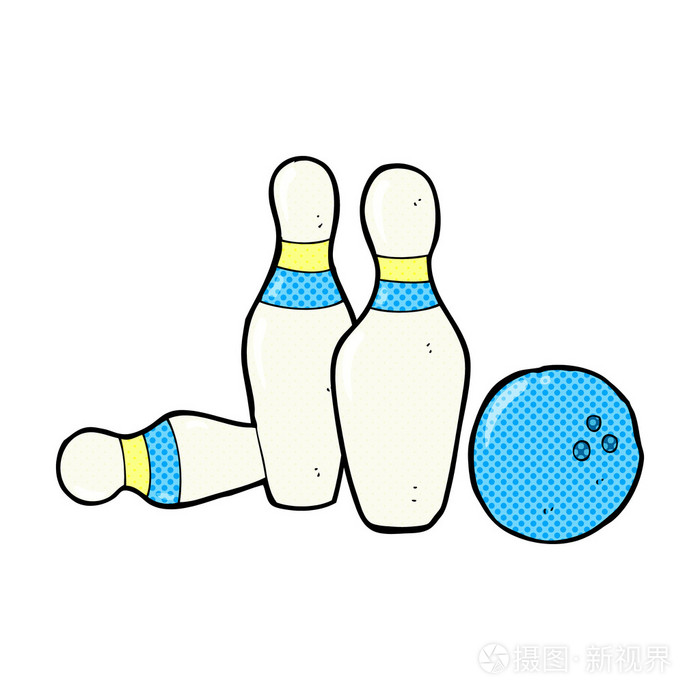 漫画卡通保龄球吃喝玩乐