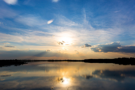 湖上的夕阳