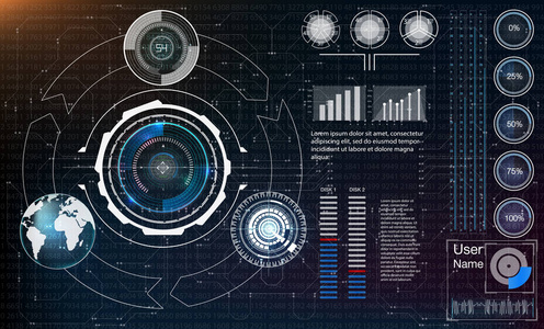 抽象的平视显示器。未来派 Sci Fi 现代用户界面设置