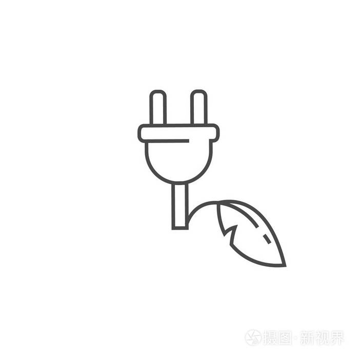 生态抽象的电源图标.节约用电的概念.电器插头插画-04