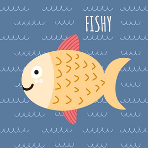 可爱的鱼与文本 Fishy 打印