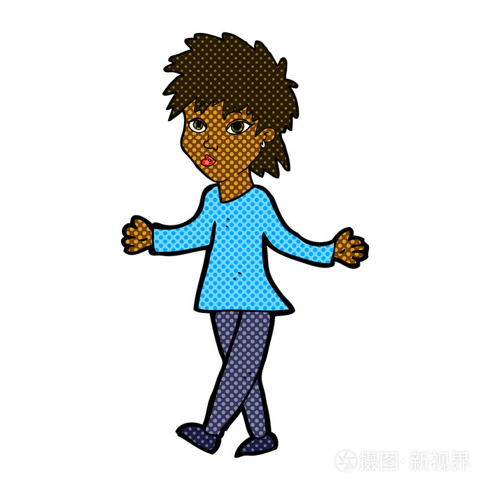 漫画卡通女人耸耸肩膀