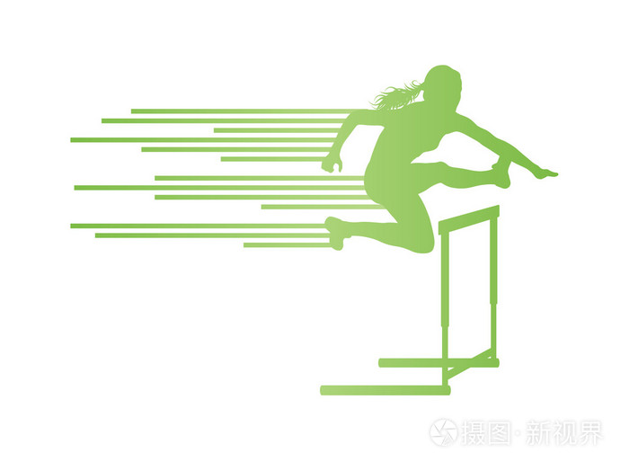 在田径场矢量背景浓跨栏运动员女人插画-正版商用图片0brv4p-摄图新