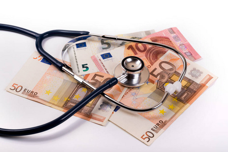 听诊器欧元的钱医疗的成本概念