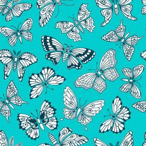 无缝图案与装饰蝴蝶