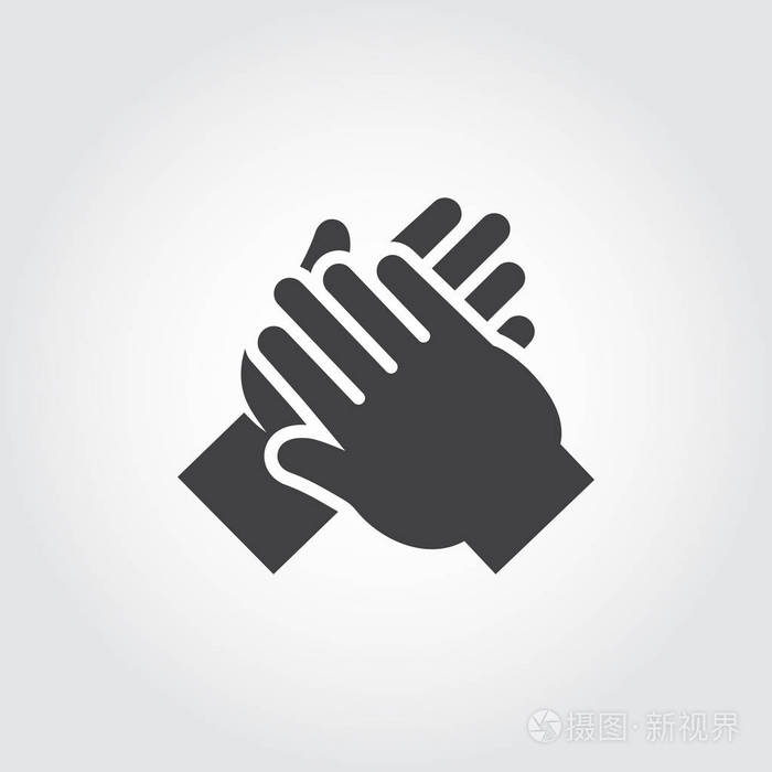 人类的手掌声的图标.符号的鼓掌,欢呼,鼓掌.简单的黑色平象形图.