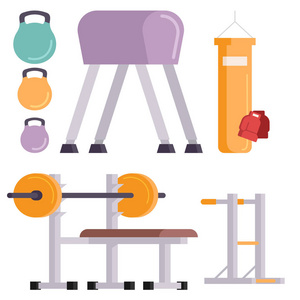 健身健身俱乐部矢量图标运动员和体育活动身体工具健身哑铃器材