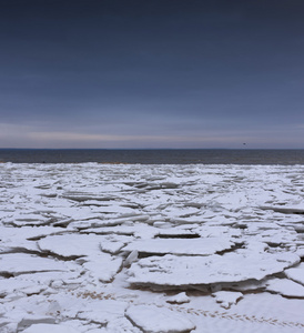 在海滩上的雪和冰冬季沿海景观图片