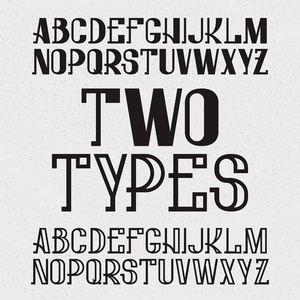 两种类型的字体充分和空心。黑色的大写字母。孤立的英语字母表