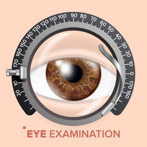 眼睛测试横幅向量。门诊咨询。验光师检查。医学背景插图