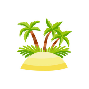 带棕榈树椰子的矢量扁砂岛