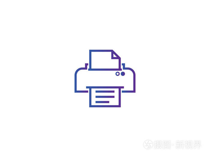 打印机符号图标.像素完美的电子打印轮廓线样式模板矢量插图