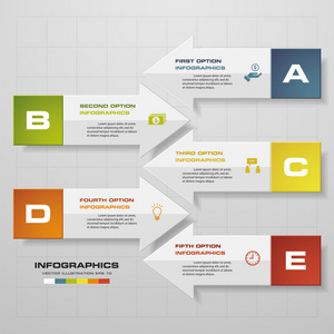 5 选择箭头形状的零件 步骤或过程中的经营理念。矢量背景图模板