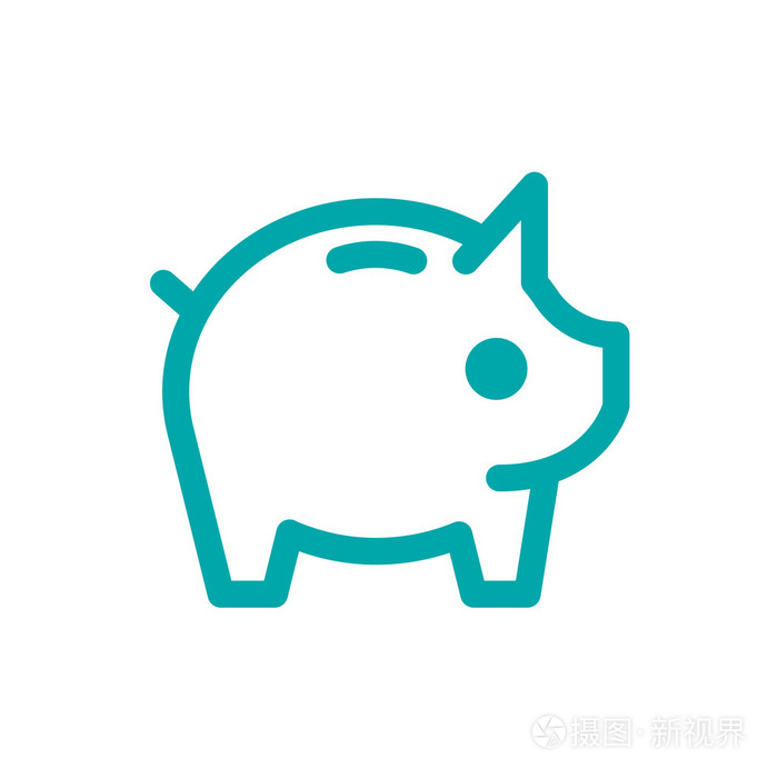 小猪银行储蓄图标.金融概念平面样式设计图标