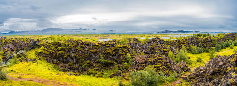 Thingvellir 国家公园和 Pingvallavatn 全景