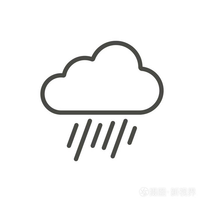 雨云图标矢量.线雨滴符号