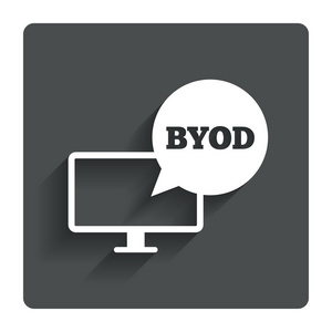 byod 签名图标。带您自己的设备符号