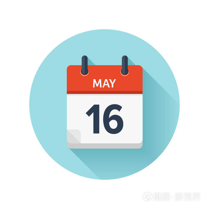 5月16日平日常矢量日历图标日期和时间天月2018年度假赛季