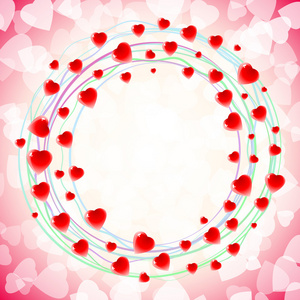 圆形背景红色圆形环绕心脏爱