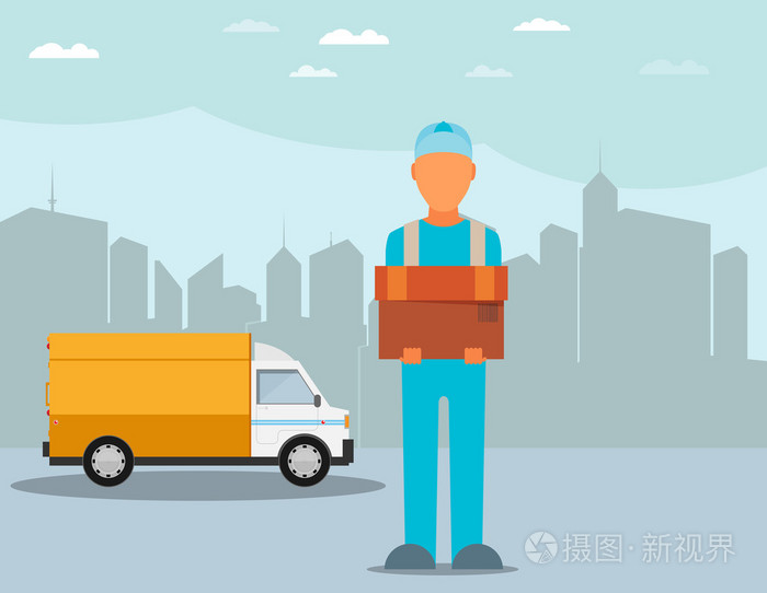 邮政快递送货员插画-正版商用图片0by0r9-摄图新视界