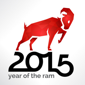 2015 中国农历新年的 Ram 绵羊或山羊上白卡