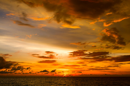 在泰国海滩上美丽的夕阳图片