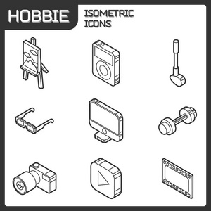 hobbie 轮廓等距图标集和信息图形元素