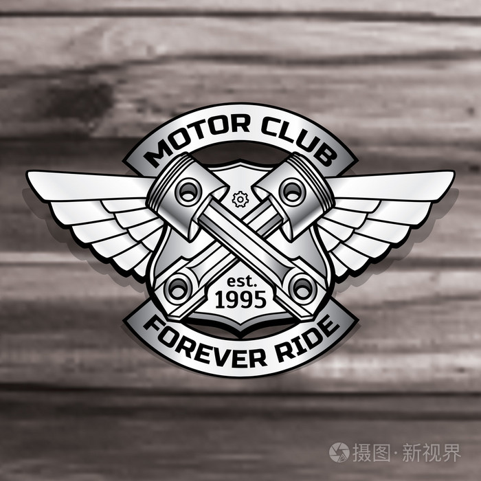 摩托俱乐部logo图片,机车俱乐部logo图标 矢量骑士 logo 插画.摩托车俱乐部活塞老式的钢铁标签