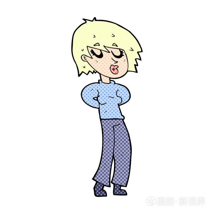 漫画卡通女人吹口哨